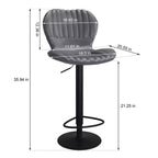 Ensemble moderne de 4 tabourets de bar à hauteur de comptoir avec dossier. Chaises rembourrées en similicuir avec repose-pieds pour cuisine ou salle à manger. Gris