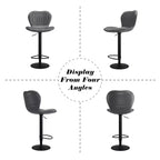 Ensemble moderne de 4 tabourets de bar à hauteur de comptoir avec dossier. Chaises rembourrées en similicuir avec repose-pieds pour cuisine ou salle à manger. Gris