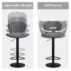 Ensemble moderne de 4 tabourets de bar à hauteur de comptoir avec dossier. Chaises rembourrées en similicuir avec repose-pieds pour cuisine ou salle à manger. Gris