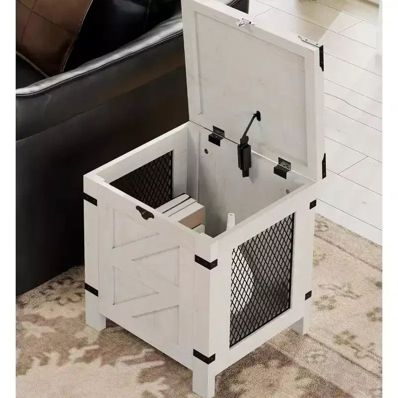 Small Space Side Table, Lift Top End Table, Rustic Nightstand with Storage Cabinet & Lock