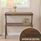 MAYEERTY Table d'appoint en bois massif, table de chevet à 2 niveaux avec étagère de rangement