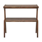 MAYEERTY Table d'appoint en bois massif, table de chevet à 2 niveaux avec étagère de rangement