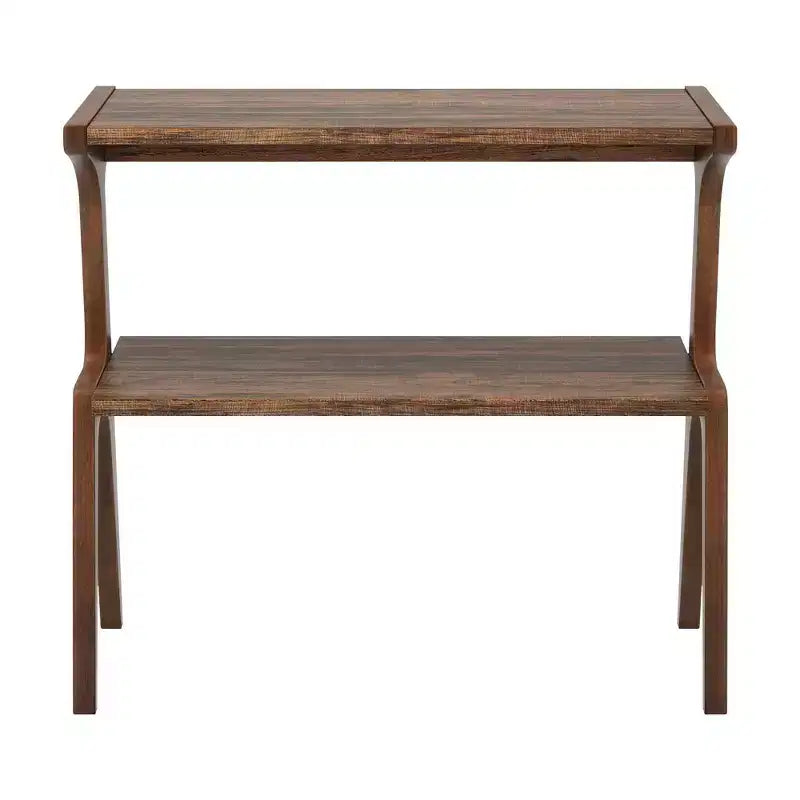 MAYEERTY Table d'appoint en bois massif, table de chevet à 2 niveaux avec étagère de rangement