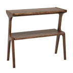 MAYEERTY Table d'appoint en bois massif, table de chevet à 2 niveaux avec étagère de rangement