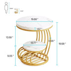 Table d'appoint ronde MAYEERTY à 2 niveaux, table basse en faux marbre avec étagère de rangement