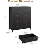 Commode en rotin pour chambre à coucher, commode de 94 cm de haut pour placard avec 4 tiroirs en rotin, commode avec armoire de rangement pour vêtements, pour chambre à coucher