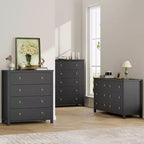 Commode en rotin pour chambre à coucher, commode de 94 cm de haut pour placard avec 4 tiroirs en rotin, commode avec armoire de rangement pour vêtements, pour chambre à coucher