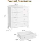 Commode en rotin pour chambre à coucher, commode de 94 cm de haut pour placard avec 4 tiroirs en rotin, commode avec armoire de rangement pour vêtements, pour chambre à coucher
