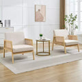 CuisinSmart Mid Century Modern Accent Chair with Rattan Armrests, 300LBS Capacity Upholstered Lounge Chair for Living Room Bedroom Reading-Nook