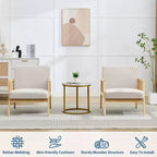 Fauteuil d'appoint moderne CuisinSmart de style Mid-Century avec accoudoirs en rotin, chaise longue rembourrée d'une capacité de 136 kg pour salon, chambre à coucher, coin lecture