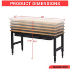 Table de travail de 152 cm pour garage, établi robuste de 900 kg avec panneau perforé et tiroirs, établi réglable en bois d'hévéa avec prises de courant