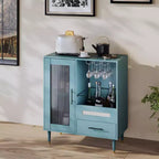 Casiers à vin, avec portes vitrées, porte-verres, tiroirs et grand espace de rangement - adaptés aux maisons, cuisines, salles à manger et salons