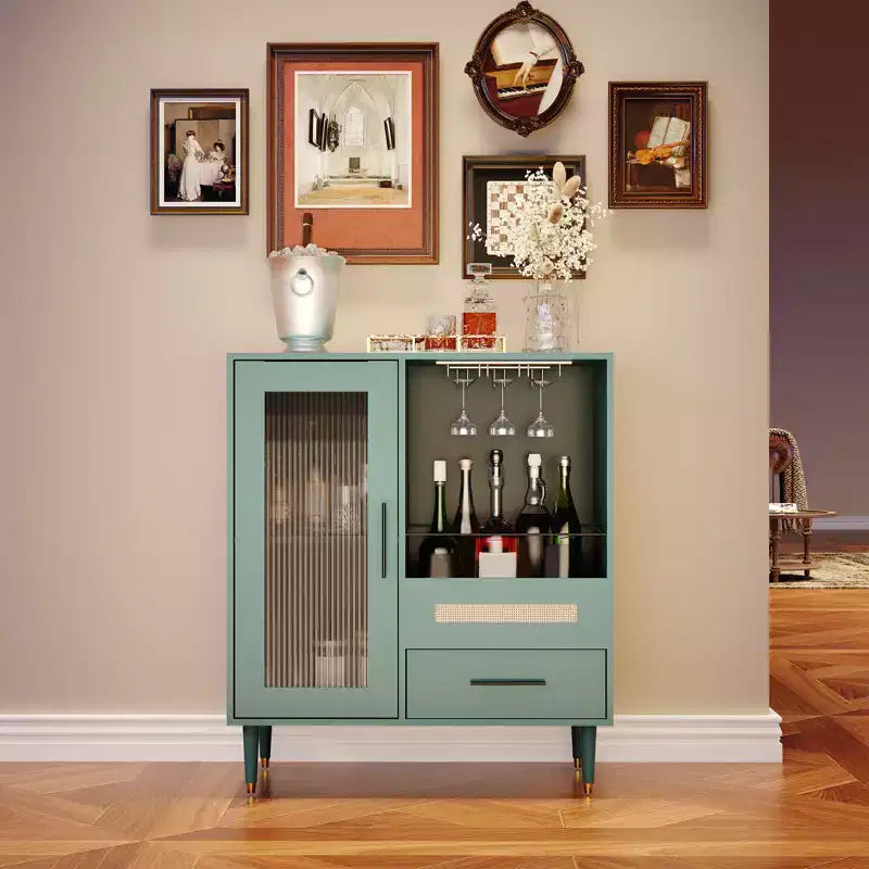 Casiers à vin, avec portes vitrées, porte-verres, tiroirs et grand espace de rangement - adaptés aux maisons, cuisines, salles à manger et salons
