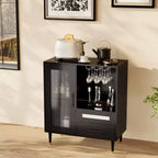 Casiers à vin, avec portes vitrées, porte-verres, tiroirs et grand espace de rangement - adaptés aux maisons, cuisines, salles à manger et salons