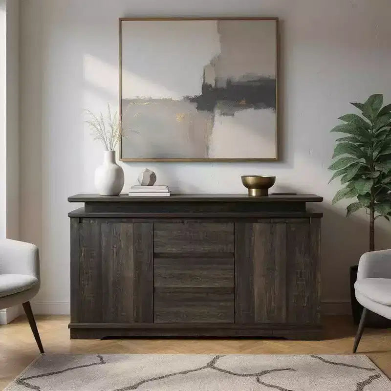 Table de chevet MAYEERTY blanche à 5 tiroirs, commode de style ferme avec port de chargement USB, table d'appoint moderne pour chambre à coucher