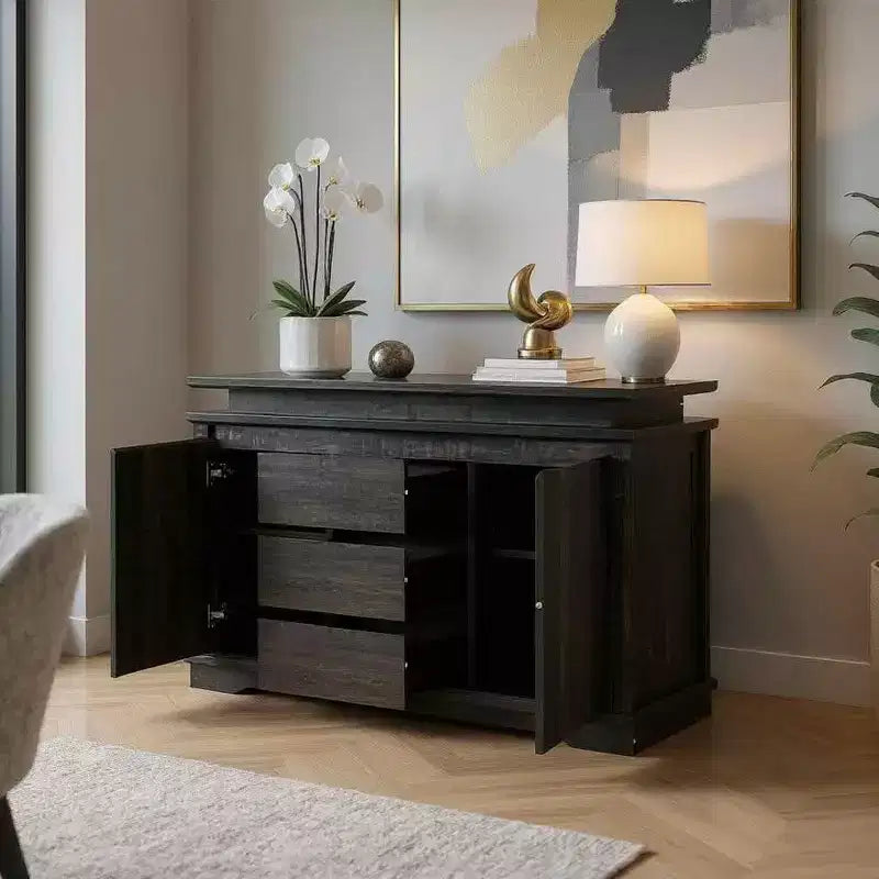 Table de chevet MAYEERTY blanche à 5 tiroirs, commode de style ferme avec port de chargement USB, table d'appoint moderne pour chambre à coucher