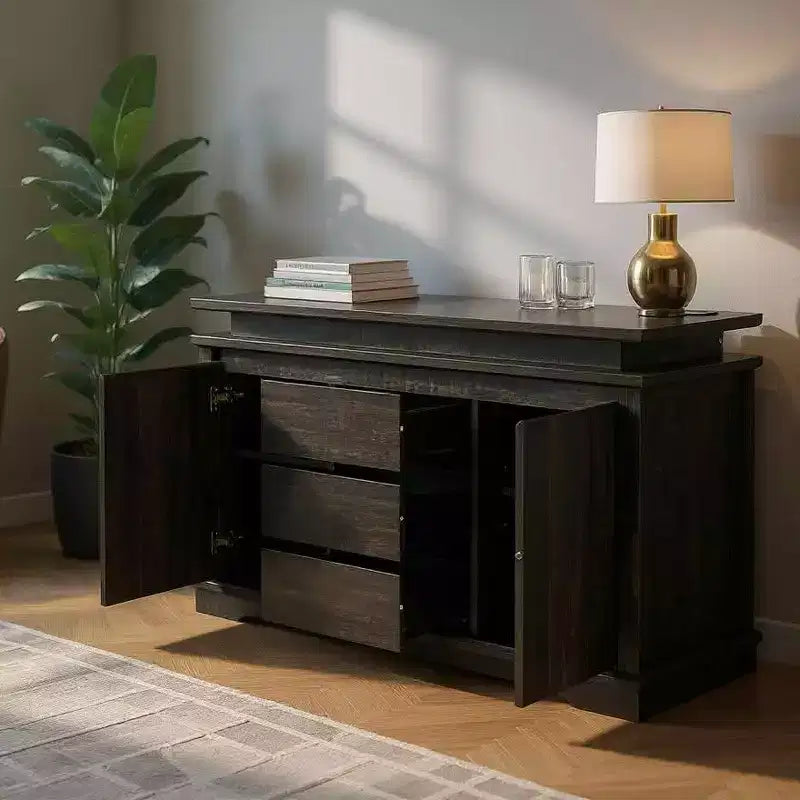 Table de chevet MAYEERTY blanche à 5 tiroirs, commode de style ferme avec port de chargement USB, table d'appoint moderne pour chambre à coucher