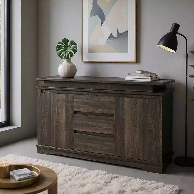 Table de chevet MAYEERTY blanche à 5 tiroirs, commode de style ferme avec port de chargement USB, table d'appoint moderne pour chambre à coucher