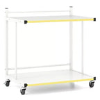 Table d'appoint mobile Costway, lot de 2, avec étagères ouvertes, bords dorés et roulettes verrouillables