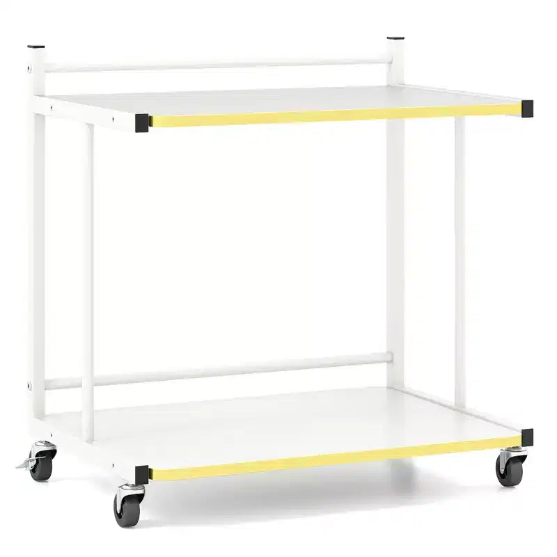 Table d'appoint mobile Costway, lot de 2, avec étagères ouvertes, bords dorés et roulettes verrouillables