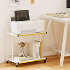 Table d'appoint mobile Costway, lot de 2, avec étagères ouvertes, bords dorés et roulettes verrouillables