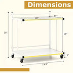 Table d'appoint mobile Costway, lot de 2, avec étagères ouvertes, bords dorés et roulettes verrouillables