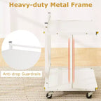 Table d'appoint mobile Costway, lot de 2, avec étagères ouvertes, bords dorés et roulettes verrouillables