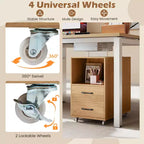 Costway Table d'appoint avec station de recharge intégrée, ports USB et prises, 2 tiroirs et 3 étagères, naturel