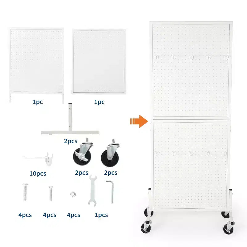 COZONY Présentoir sur pied perforé de 60 cm avec 10 crochets, panneau perforé en métal robuste avec base en T pour la vente au détail, les salons d'artisanat, les magasins d'outils