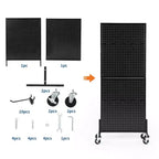 COZONY Présentoir sur pied perforé de 60 cm avec 10 crochets, panneau perforé en métal robuste avec base en T pour la vente au détail, les salons d'artisanat, les magasins d'outils