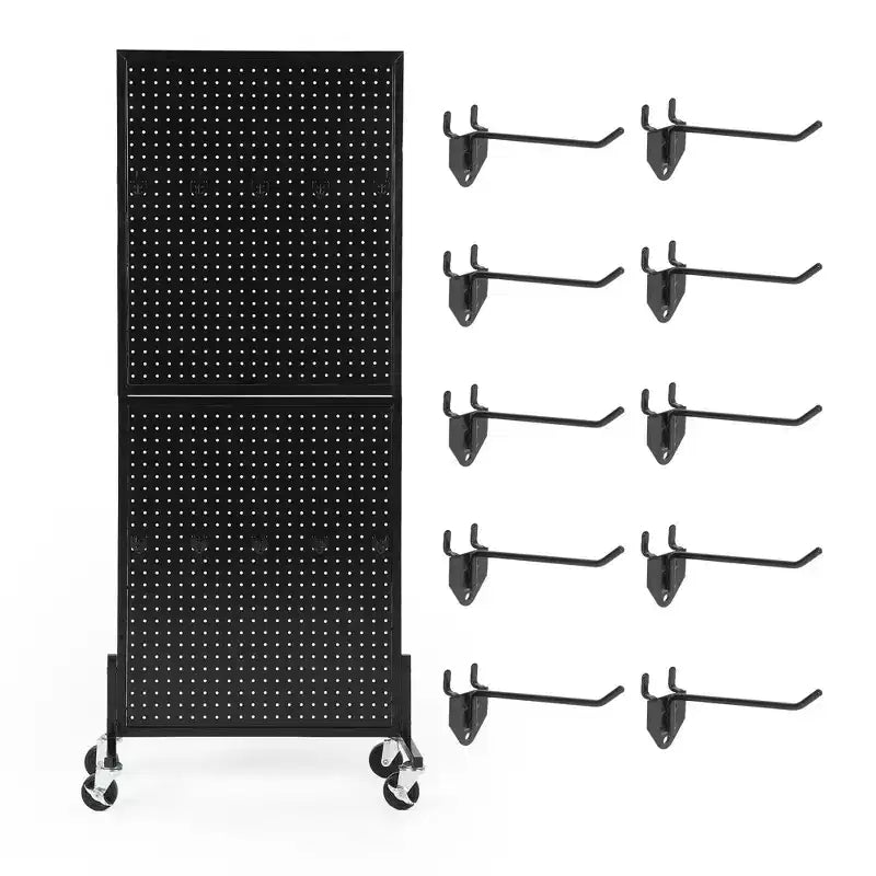 COZONY Présentoir sur pied perforé de 60 cm avec 10 crochets, panneau perforé en métal robuste avec base en T pour la vente au détail, les salons d'artisanat, les magasins d'outils