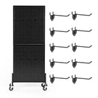 COZONY Présentoir sur pied perforé de 60 cm avec 10 crochets, panneau perforé en métal robuste avec base en T pour la vente au détail, les salons d'artisanat, les magasins d'outils