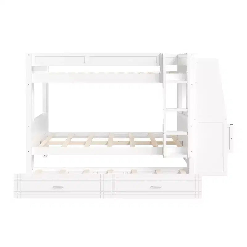 Lit superposé pleine grandeur avec bureau et rangement, lit superposé en bois peu encombrant avec étagères et lit gigogne.