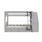 Lit superposé pleine grandeur avec bureau et rangement, lit superposé en bois peu encombrant avec étagères et lit gigogne.