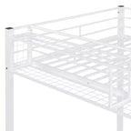Lit mezzanine en métal pour lits jumeaux avec étagère de rangement supérieure en treillis, cadre de lit en métal robuste avec escalier de rangement pour chambre à coucher ou appartement