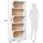 Lantine Étagère Moderne de 180 cm, Bibliothèque Haute à 5 Niveaux avec Rangement, Grande Étagère Ouverte pour Bureau, Maison, Salle de Classe, Blanc et Noyer