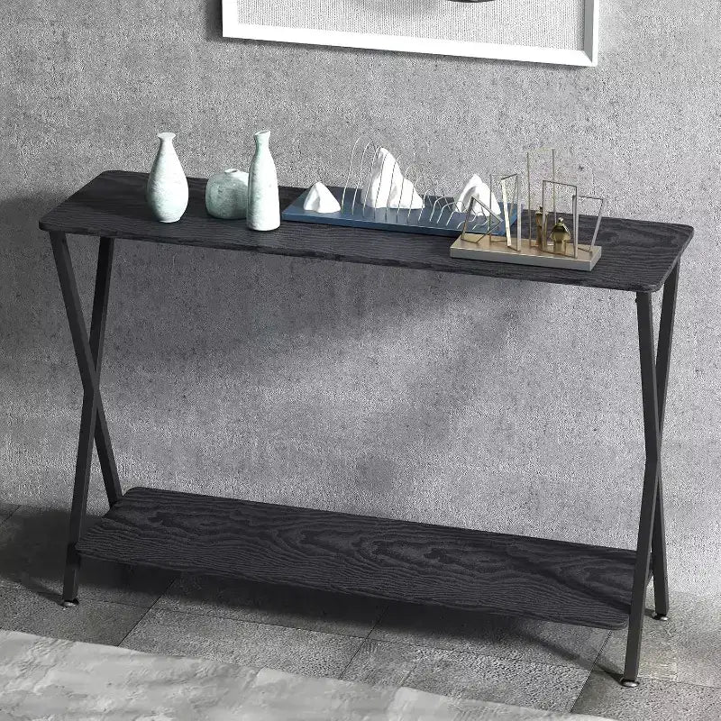 Narrow Entryway Console Table with Shelves - 41.3 Inch Farmhouse Sofa Table, 2-Tier Rustic Brown Table for Behind Couch