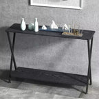 Narrow Entryway Console Table with Shelves - 41.3 Inch Farmhouse Sofa Table, 2-Tier Rustic Brown Table for Behind Couch