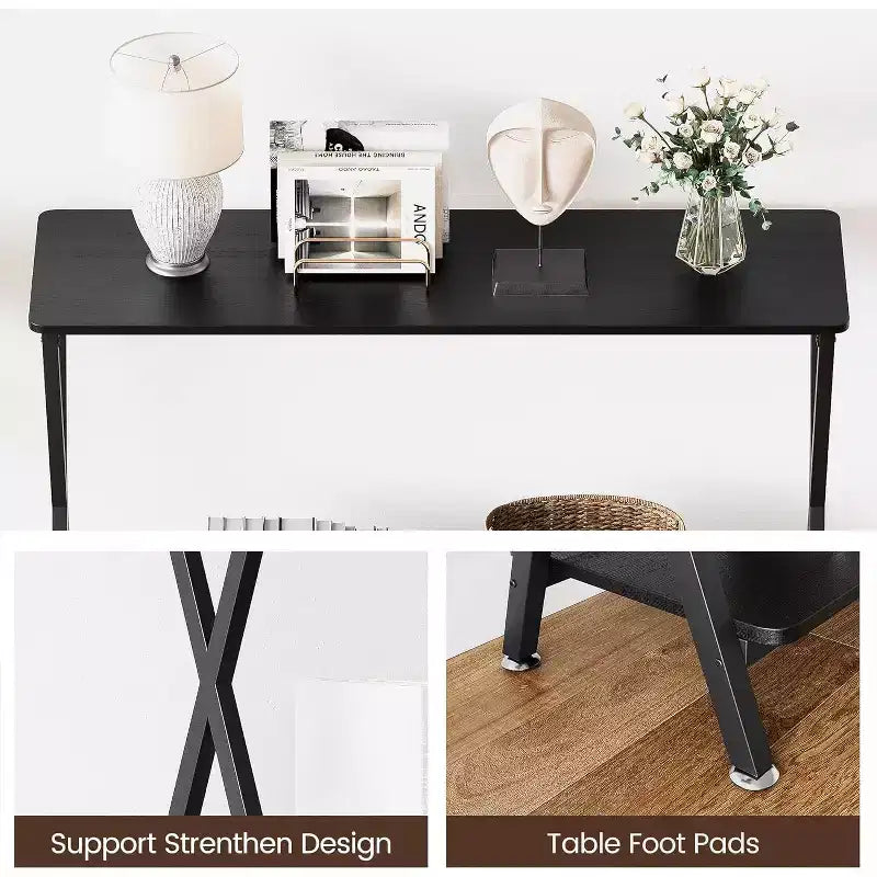 Console étroite avec étagères – Table de canapé de style ferme de 105 cm, table rustique marron à 2 niveaux pour l'arrière du canapé