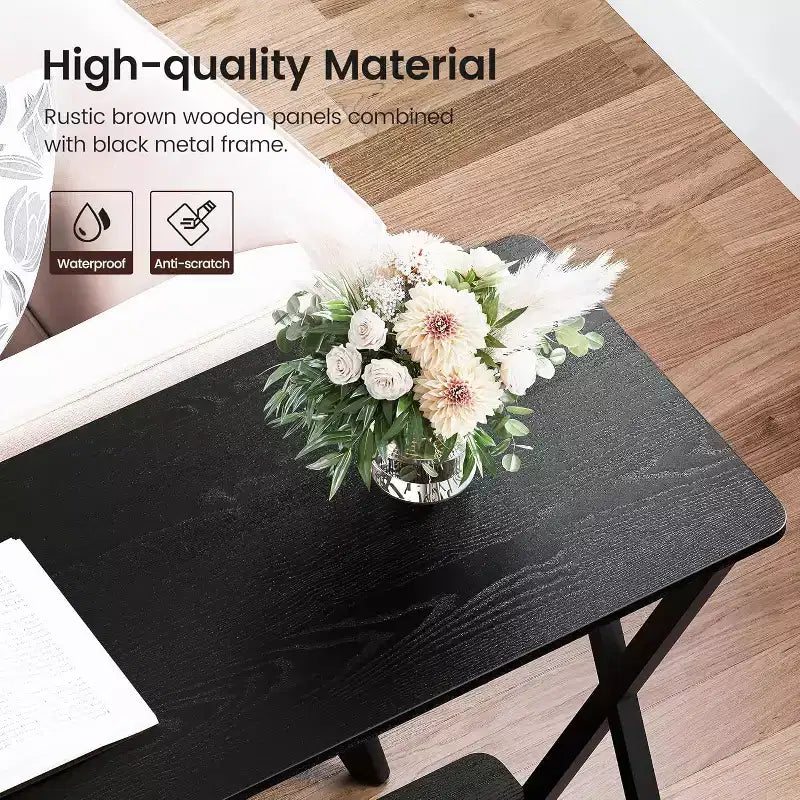 Console étroite avec étagères – Table de canapé de style ferme de 105 cm, table rustique marron à 2 niveaux pour l'arrière du canapé
