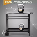 ROVSUN Chariot de salle à manger amélioré pour barbecue, plateau de table en acier inoxydable, îlot de cuisine mobile pour la préparation des aliments en extérieur, four à pizza, accessoires