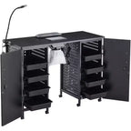 Table de manucure en métal, bureau à ongles avec rangement à double porte, poste de travail professionnel pour salon de beauté
