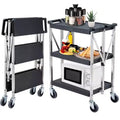Small Folding Hand Truck, Black Portable Dolly Cart with PP Body & Stainless Steel Frame, Compact Utility Cart for Transport