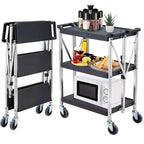 Small Folding Hand Truck, Black Portable Dolly Cart with PP Body & Stainless Steel Frame, Compact Utility Cart for Transport