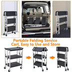 Petit diable pliable, chariot portable noir avec corps en PP et cadre en acier inoxydable, chariot utilitaire compact pour le transport