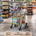 Chariot de courses pliable avec panier de 83 litres, capacité de 50 kg, caddie léger et portable sur roues pour le marché, les courses et la lessive