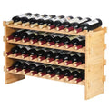 36 Bottle Bamboo Wine Rack 4 Tier Stackable Freestanding Storage Shelf for Kitchen Bar