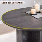 Table à manger ovale de 63 po pour 6 à 8 personnes, base en T moderne, surface en grain de bois résistante aux rayures pour salle à manger, cuisine et salon