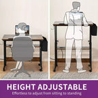 Poste de travail informatique de bureau à domicile, table d'ordinateur portable en bois avec tiroir et étagère, station de charge, bureau roulant réglable en hauteur pour petits espaces