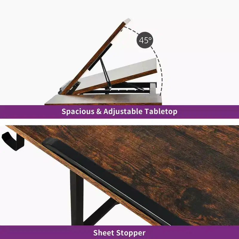 Poste de travail informatique de bureau à domicile, table d'ordinateur portable en bois avec tiroir et étagère, station de charge, bureau roulant réglable en hauteur pour petits espaces